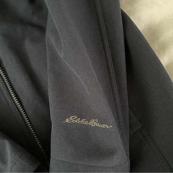 Eddie Bauer LARGE Windfoil Elite women's Trench coat Navy Blue Fleece Thermal - Picture 2 of 10